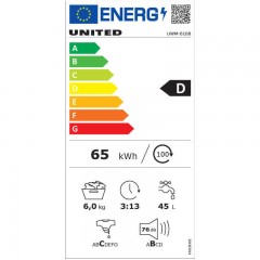 United Πλυντήριο Ρούχων 6kg 1000 Στροφών UWM-6108 United Πλυντήριο Ρούχων 6kg 1000 Στροφών UWM-6108